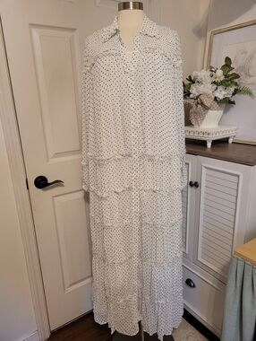 Anthropologie Long-Sleeve Smocked Tiered Maxi Dress 2X
